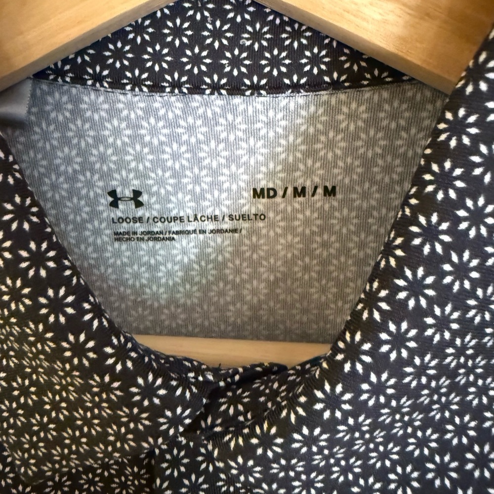 Under Armour Black and White Patterned Polo Shirt M - Picture 5 of 5